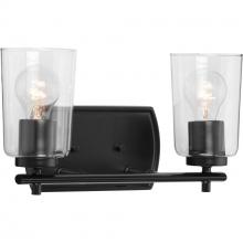 Progress P300155-031 - Adley Collection Two-Light Matte Black Clear Glass New Traditional Bath Vanity Light