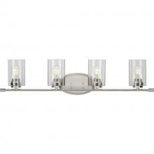 Progress P300279-009 - Riley Collection Four-Light Brushed Nickel Clear Glass Modern Bath Vanity Light
