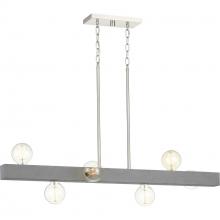 Progress P400269-009 - Mill Beam Collection Six-Light Brushed Nickel/Faux Concrete Industrial Style Linear Island Chandelie