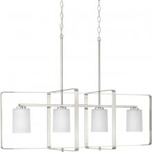Progress P400287-009 - League Collection Four-Light Brushed Nickel and Etched Glass Modern Farmhouse Chandelier Light