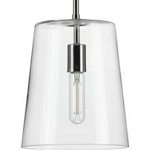 Progress P500241-104 - Clarion Collection One-Light Polished Nickel Clear Glass Coastal Pendant Light