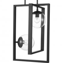 Progress P500284-031 - Atwell Collection Two-Light Matte Black Clear Glass Luxe Pendant Light