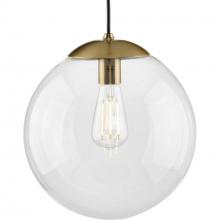 Progress P500311-109 - Atwell Collection 12-inch Brushed Bronze and Clear Glass Globe Large Hanging Pendant Light