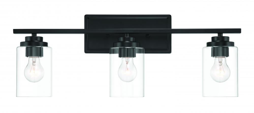 Clark 3 Light Vanity in Flat Black