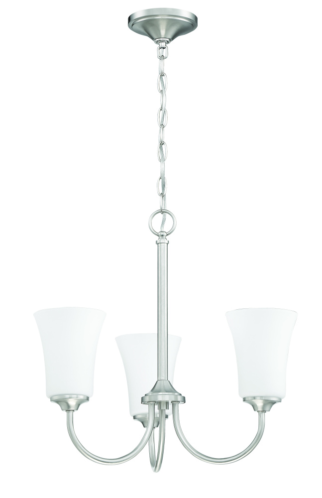 Gwyneth 3 Light Chandelier in Brushed Polished Nickel (White Glass)