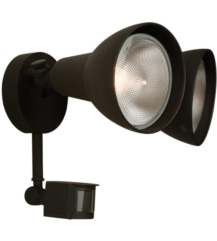 2 Light Covered Flood with Motion Sensor in Textured Black
