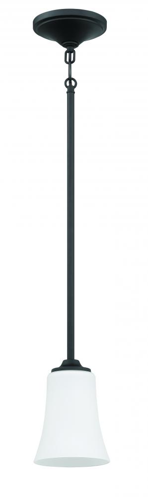 Gwyneth 1 Light Mini Pendant in Flat Black (White Glass)