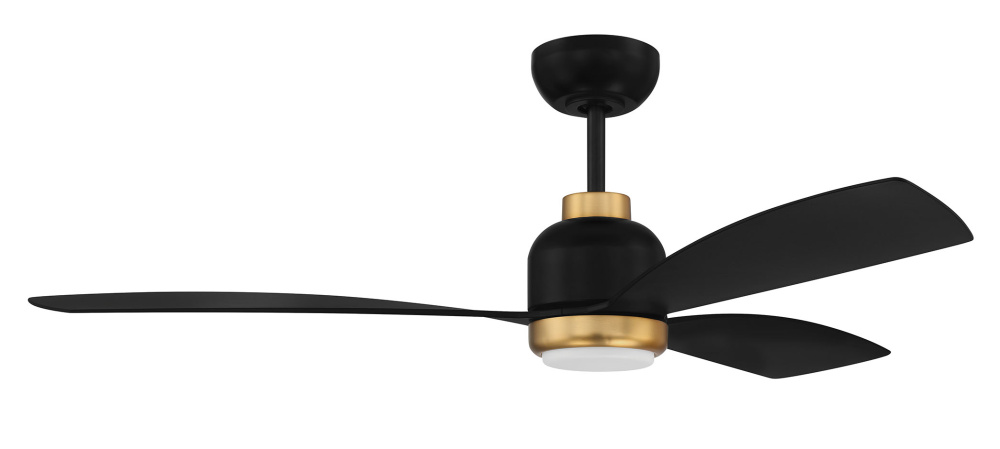 Donovan 52" 3-Blade Indoor/Outdoor (Damp) Ceiling Fan, Flat Black/Satin Brass finish