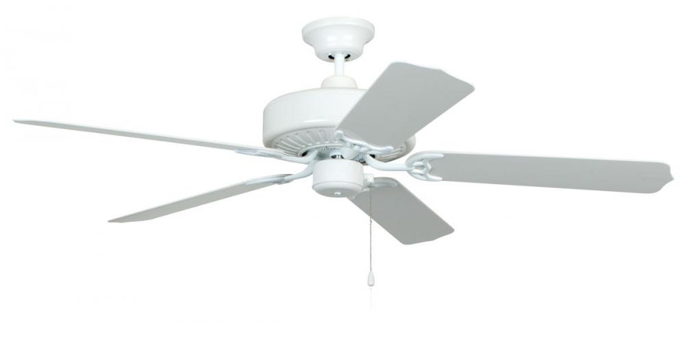 Enduro Plastic 52" 5-Blade Ceiling Fan in White w/ White Blades; Light Kit Optional (Not Include