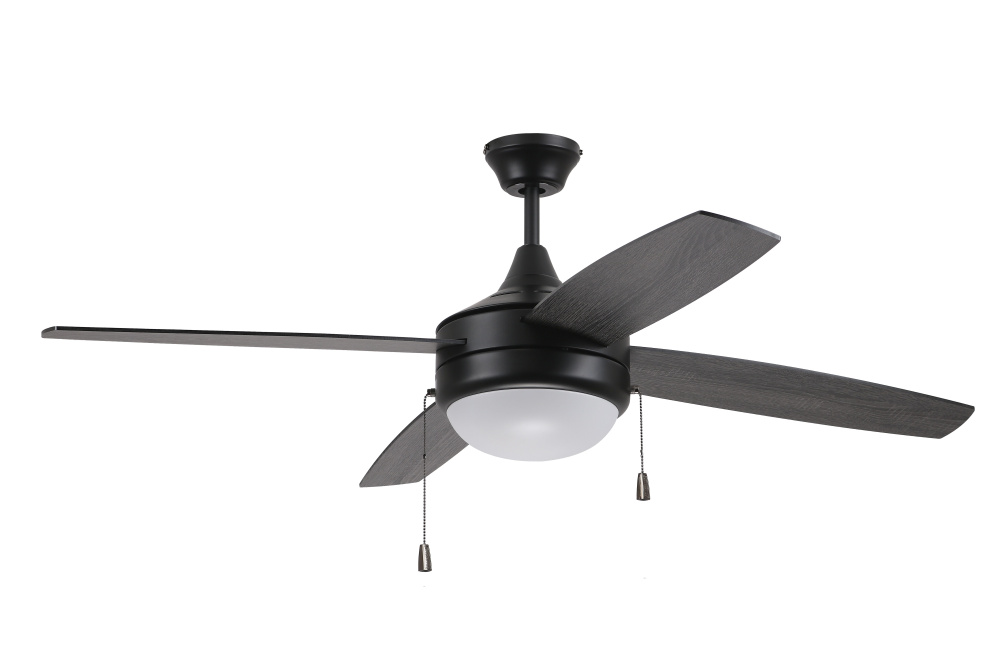 Phaze Energy Star 4 52" 4-Blade Ceiling Fan in Flat Black w/ Flat Black/Greywood Blades