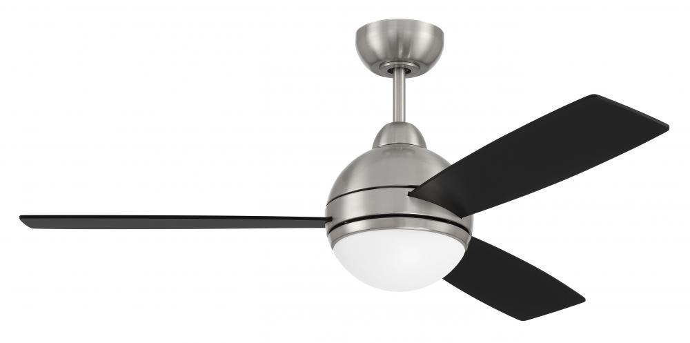 Keen 48" 3-Blade Ceiling Fan in Brushed Polished Nickel w/ Flat Black/Greywood Blades
