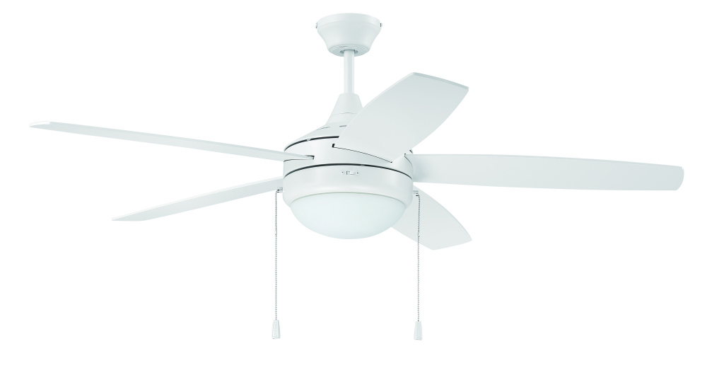 Phaze 5 52" 5-Blade Ceiling Fan in White w/ White Blades; Integrated Light Kit