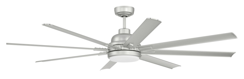 Rush 65" 8-Blade Indoor/Outdoor (Wet) Ceiling Fan in Painted Nickel w/ Painted Nickeld Blades