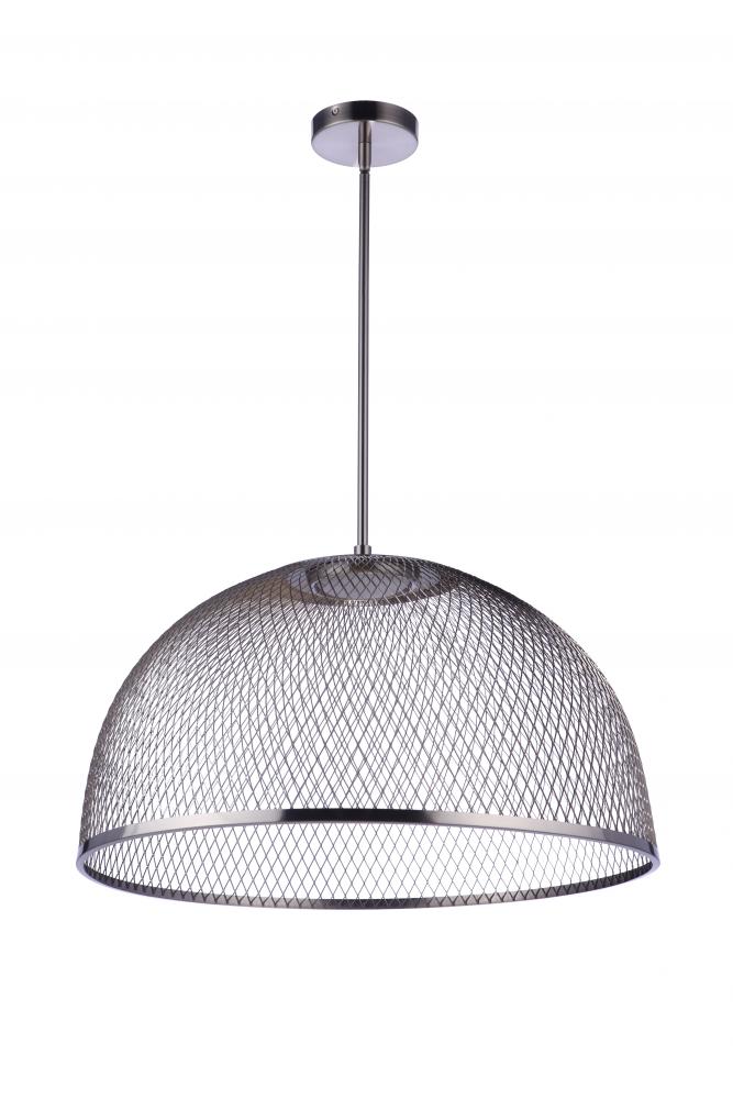 24.25â€ Diameter Sculptural Statement Metal Mesh Dome Pendant in Brushed Polished Nickel