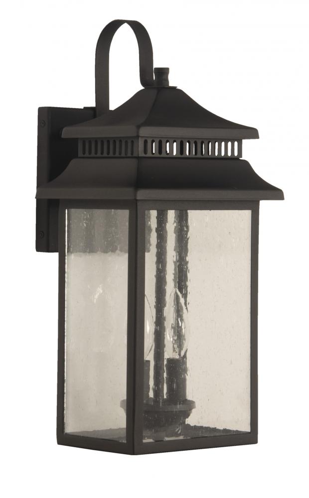 Crossbend 2 Light Medium Outdoor Wall Lantern in Textured Black