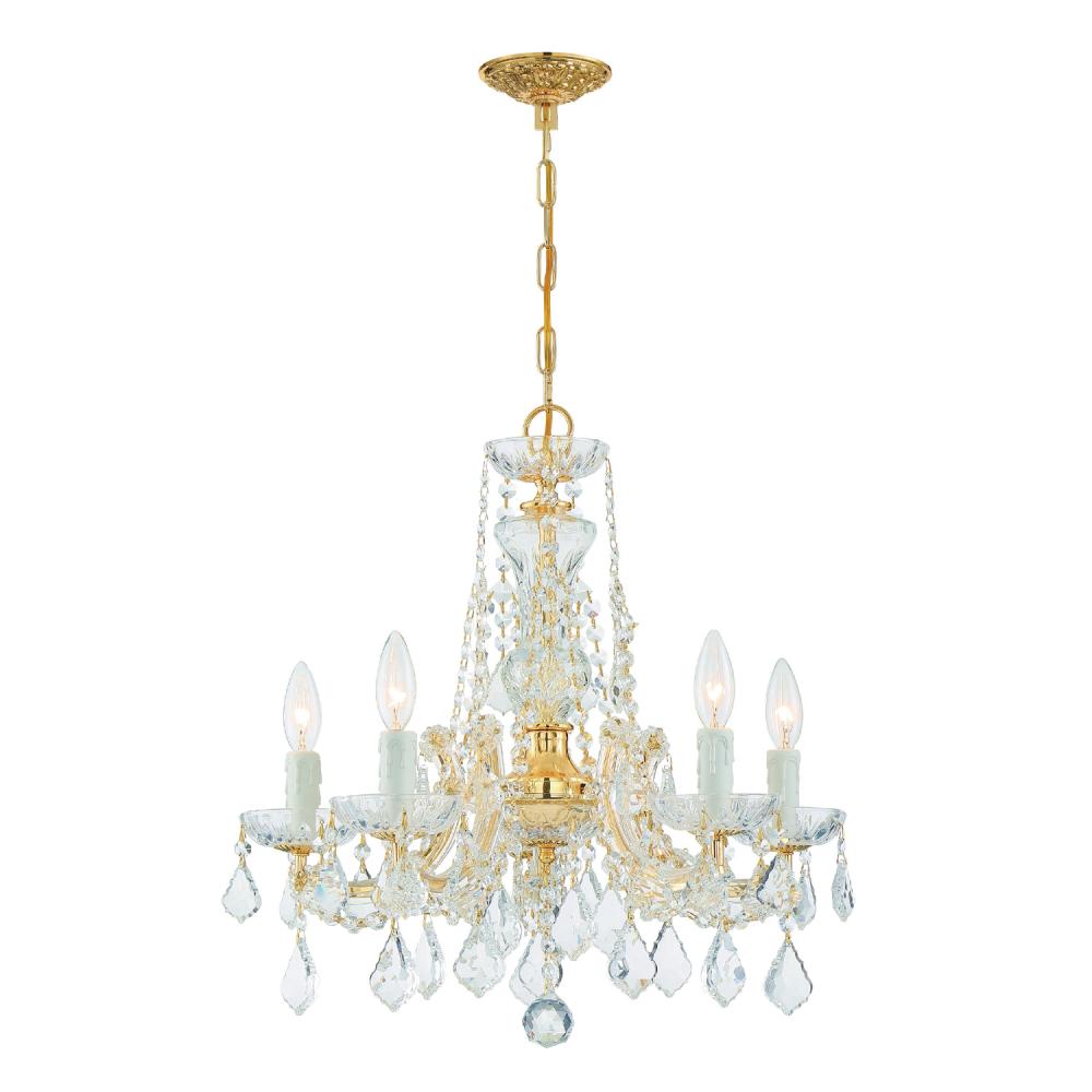 Maria Theresa 5 Light Hand Cut Crystal Gold Chandelier
