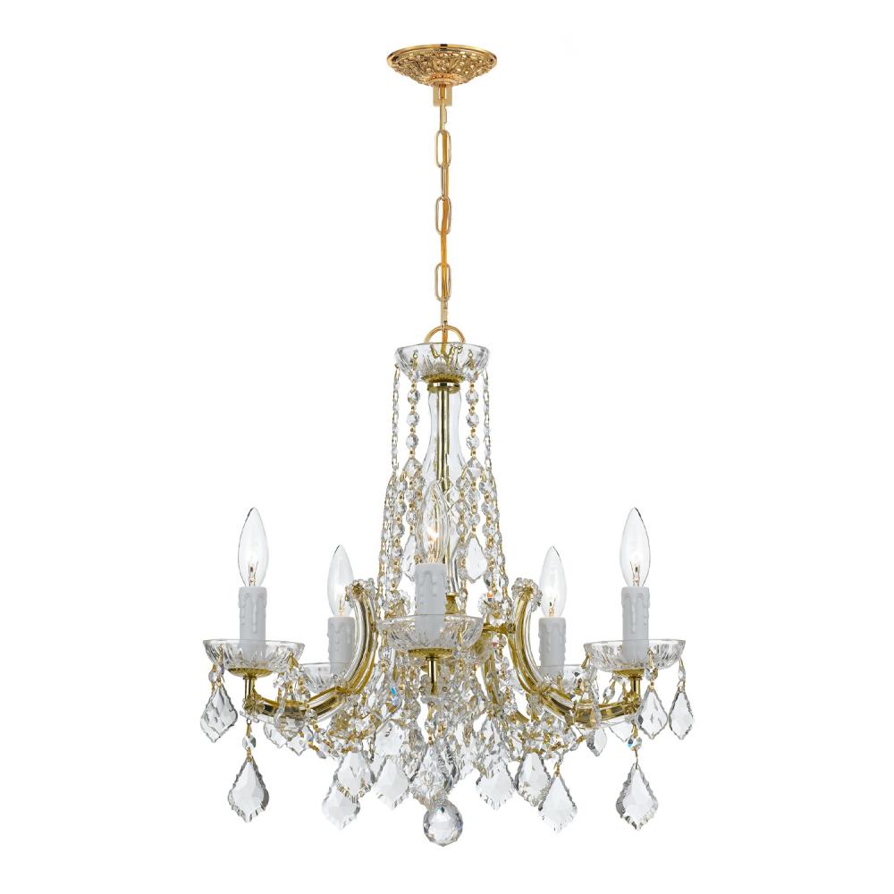 Maria Theresa 5 Light Hand Cut Crystal Gold Chandelier