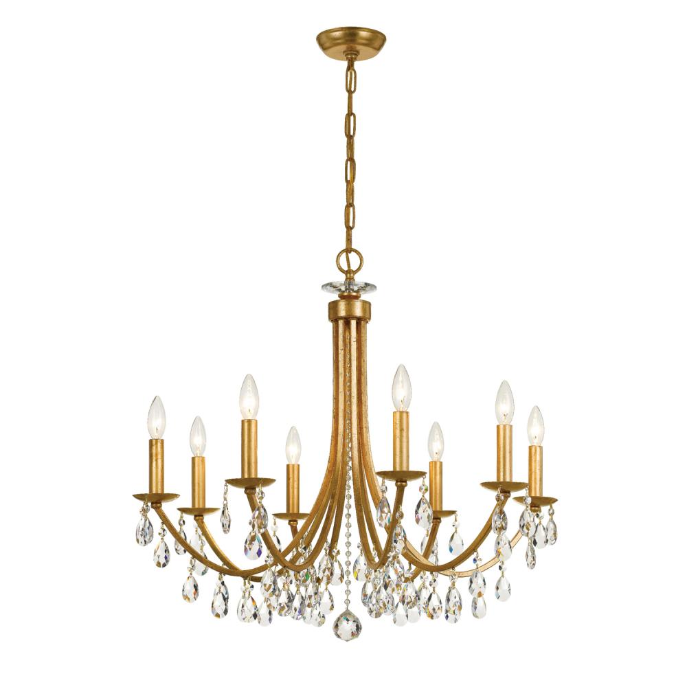 Bridgehampton 8 Light Hand Cut Crystal Antique Gold Chandelier