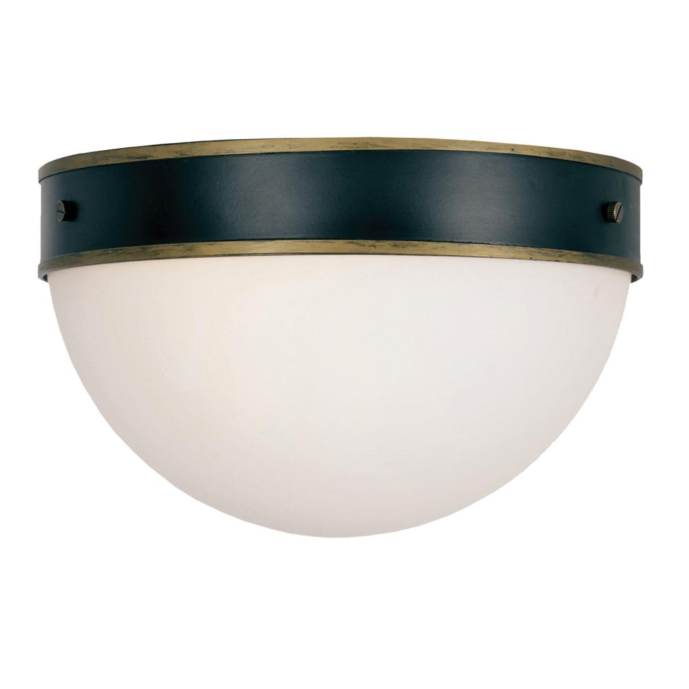 Brian Patrick Flynn for Crystorama Capsule 2 Light Matte Black + Textured Gold Outdoor Flush Mount