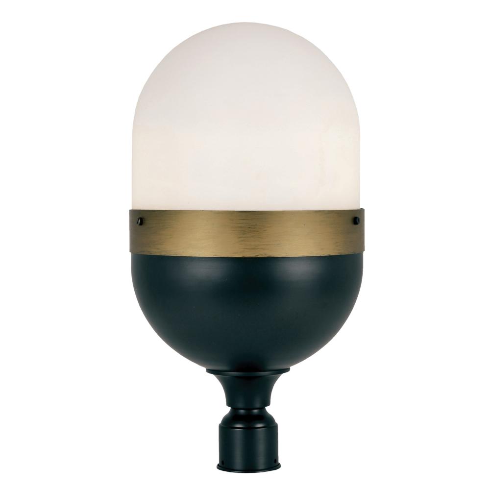 Brian Patrick Flynn for Crystorama Capsule 3 Light Matte Black + Textured Gold Outdoor Post
