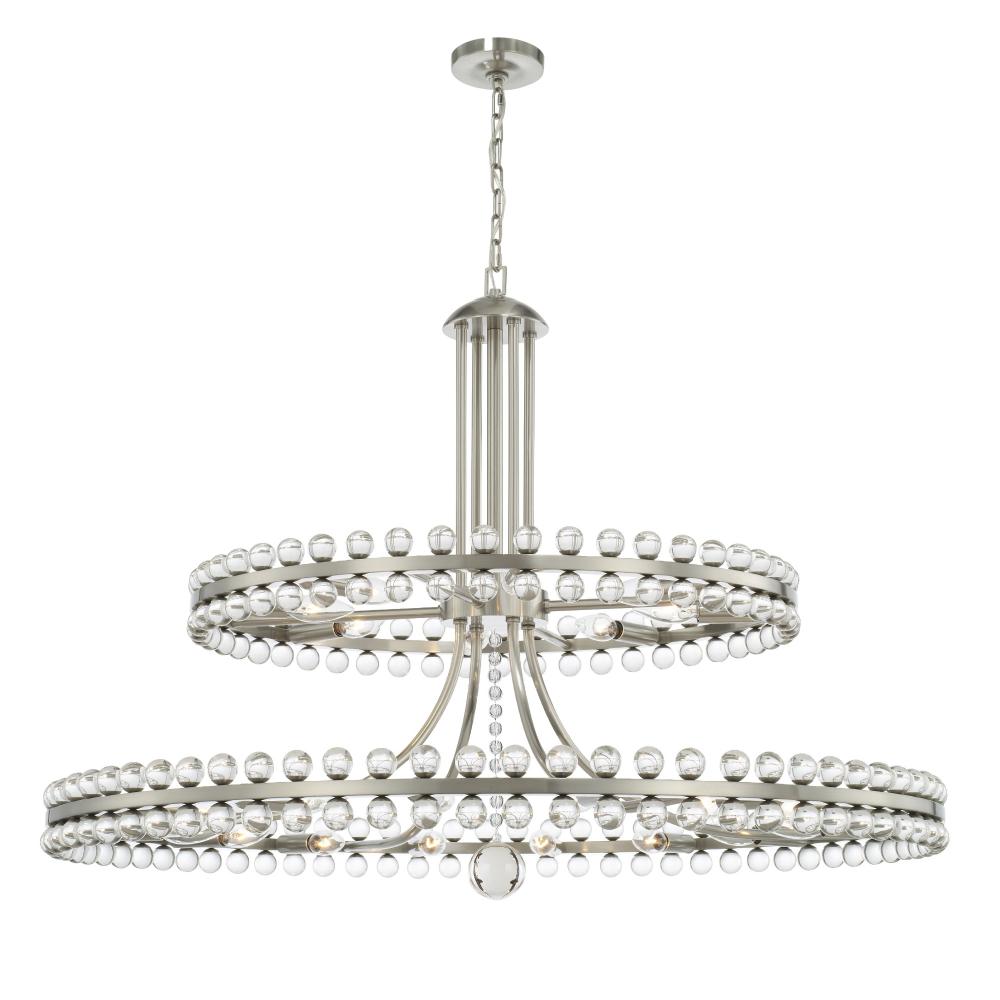 Clover 24 Light Brushed Nickel Two Tier Chandelier