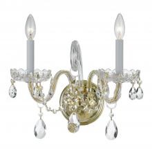 Crystorama 1032-PB-CL-MWP - Traditional Crystal 2 Light Hand Cut Crystal Polished Brass Sconce