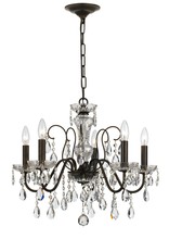 Crystorama 3025-EB-CL-MWP - Butler 5 Light Hand Cut Crystal English Bronze Chandelier