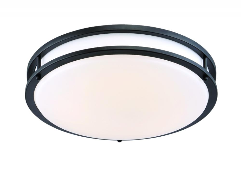 12 in. Matte Black Integrated Selectable LED CCT Round Flush Mount Light