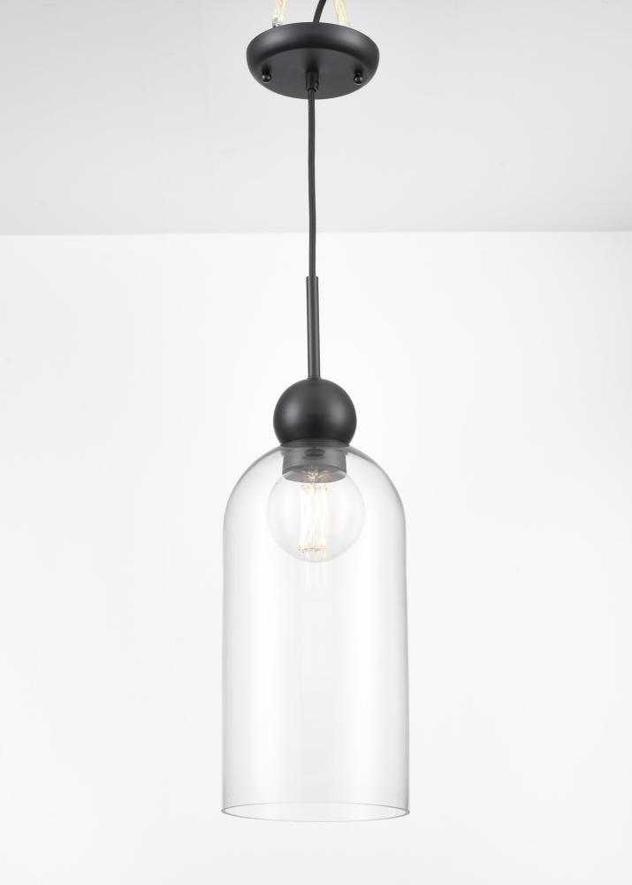 HARIETTE 17" CLEAR PENDANT, BLACK