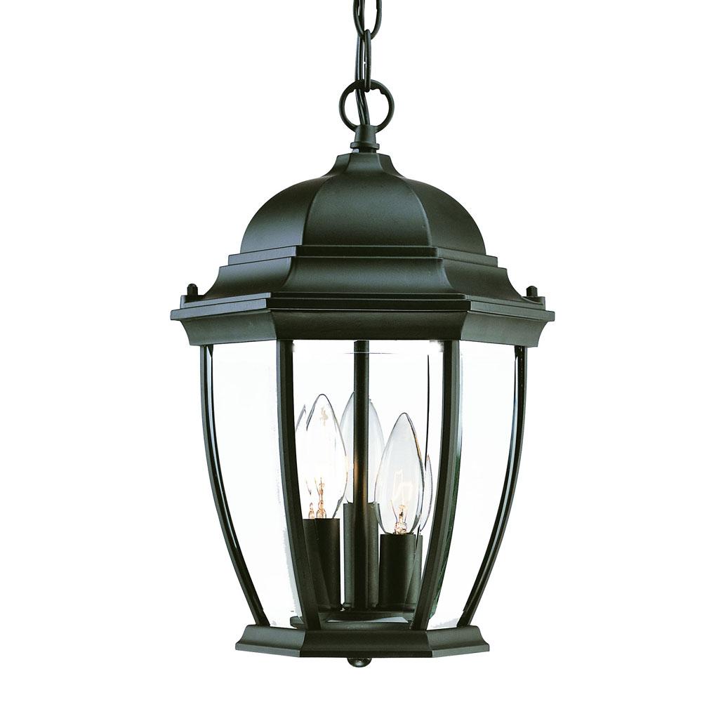 Wexford Collection Hanging Lantern 3-Light Outdoor Matte Black Light Fixture