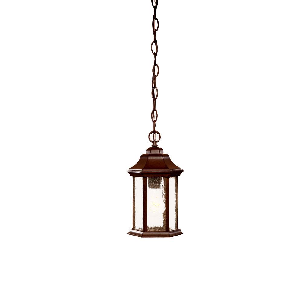 Madison 1-Light Burled Walnut Hanging Light With Seeded Glass