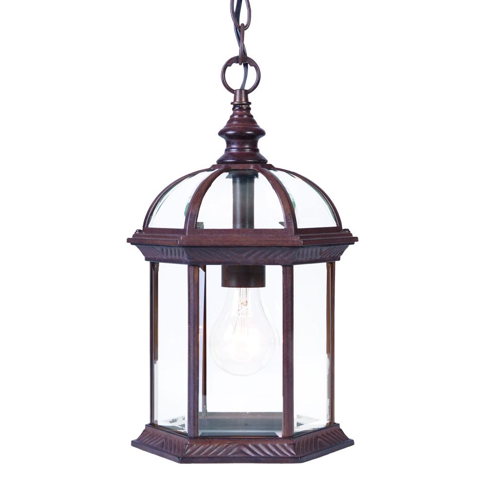Dover Collection Hanging Lantern 1-Light Outdoor Burled Walnut Light Fixture