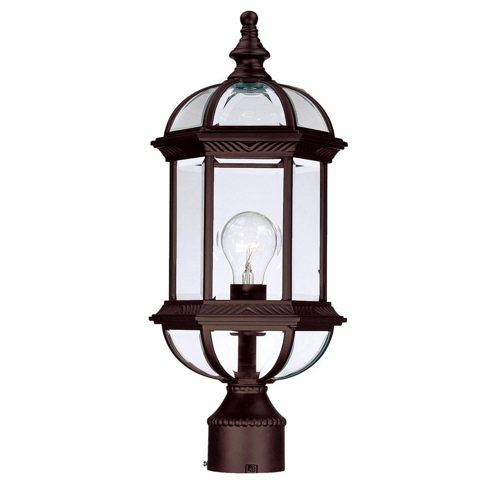 Dover Collection Post-Mount 1-Light Outdoor Burled Walnut Light Fixture