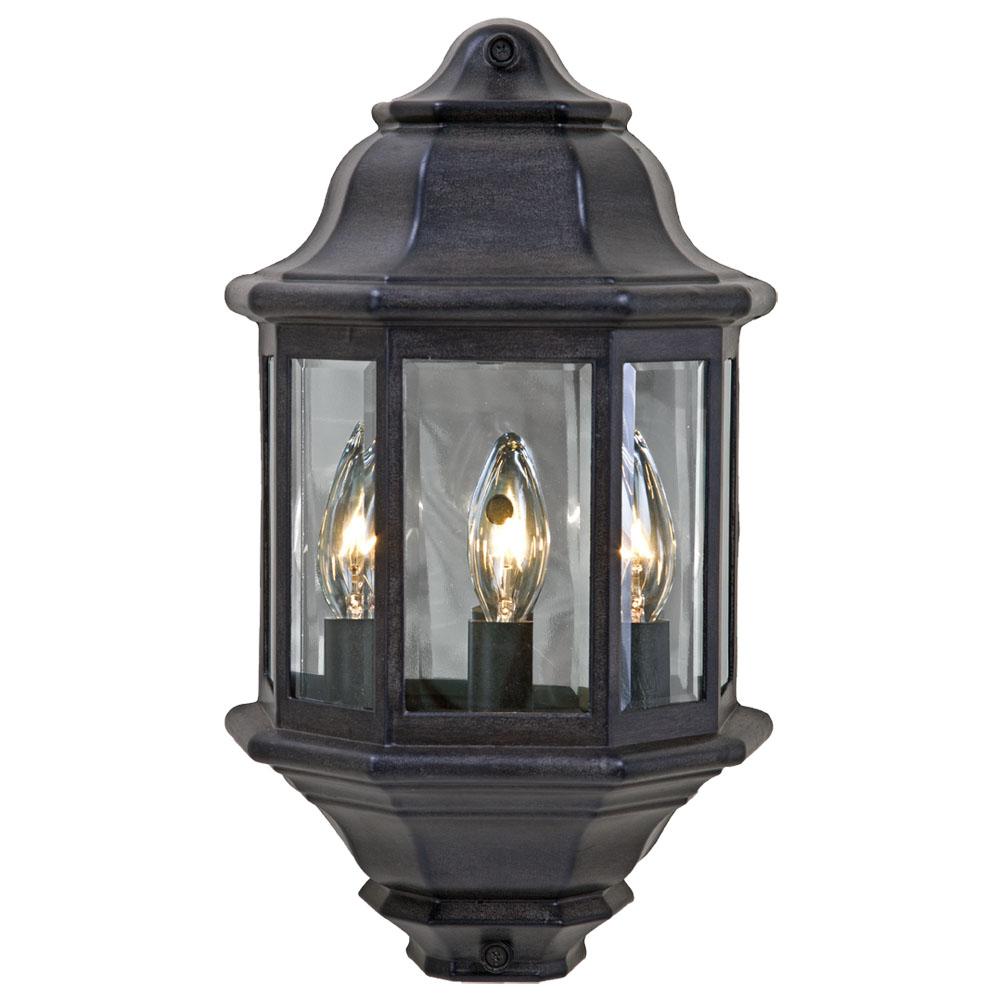Pocket Lantern Collection Wall-Mount 3-Light Outdoor Black Coral Light Fixture