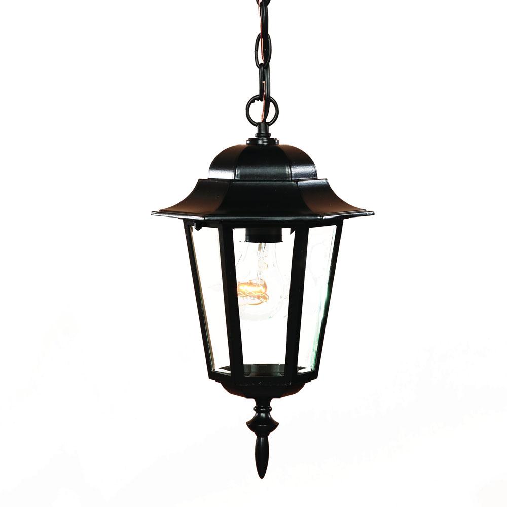 Camelot Collection Hanging Lantern 1-Light Outdoor Matte Black Light Fixture