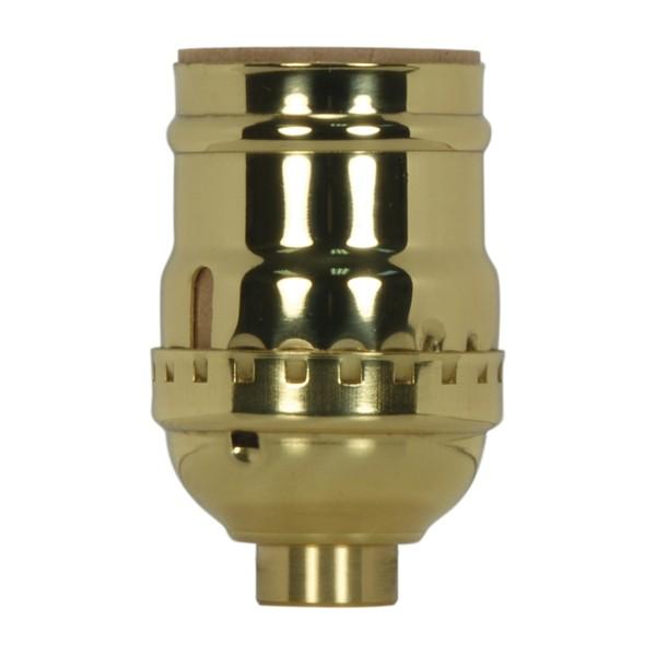 Short Keyless Socket; 1/8 IPS; 3 Piece Stamped Solid Brass; Polished Brass Finish; 660W; 250V