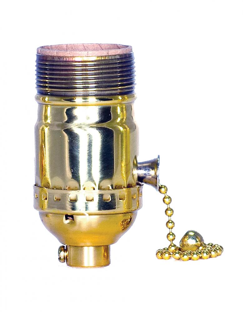 On-Off Pull Chain Socket; 1/8 IPS; 3 Piece Stamped Solid Brass; Polished Brass Finish; 660W; 250V;