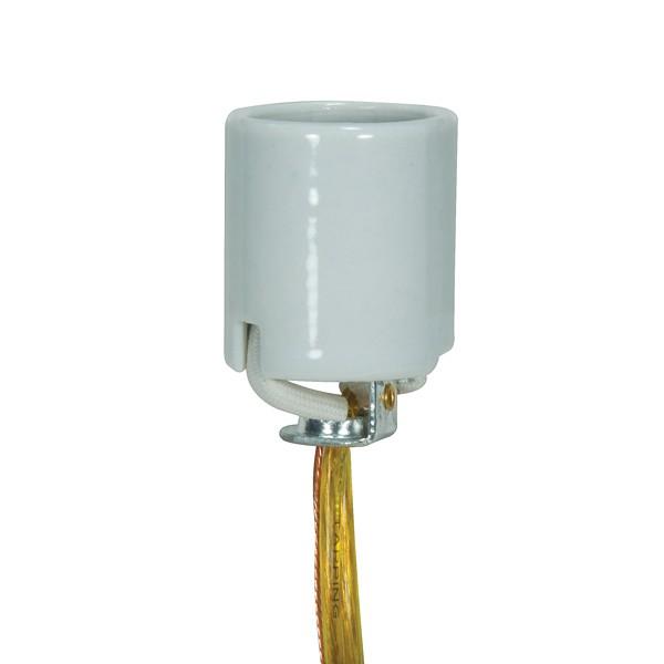 Keyless Porcelain Socket With 1/8 IPS - 3/8" Hickey; 72" 18/2 SPT-1 105C Gold W/ Grid; CSSNP
