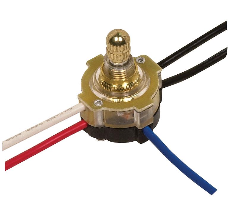 3-Way Lighted Rotary Switch, Plastic Bushing, 2 Circuit, 4 Position(L-1, L-2, L1-2, Off). Rated: