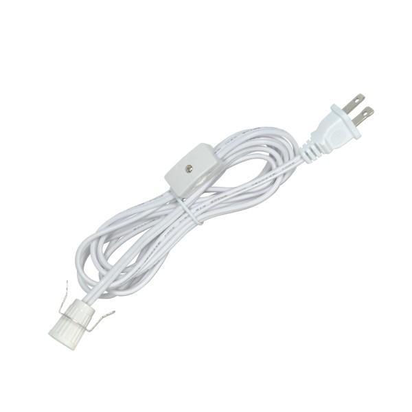 8 Foot #18 SPT-2 White Cord, Switch, And Plug (Switch 17" From Socket)