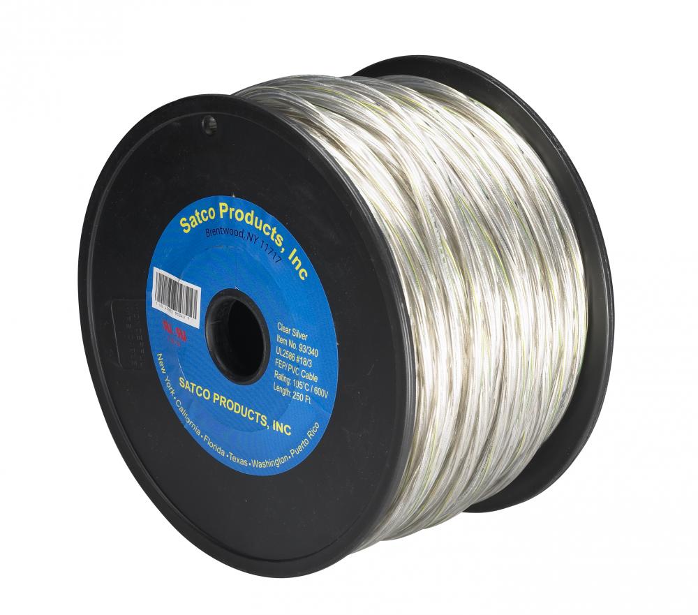 Pulley Bulk Wire; 18/3 FEP PVC 600V High Temperature 105C Teflon; Tinned Copper; 250 Foot/Spool;