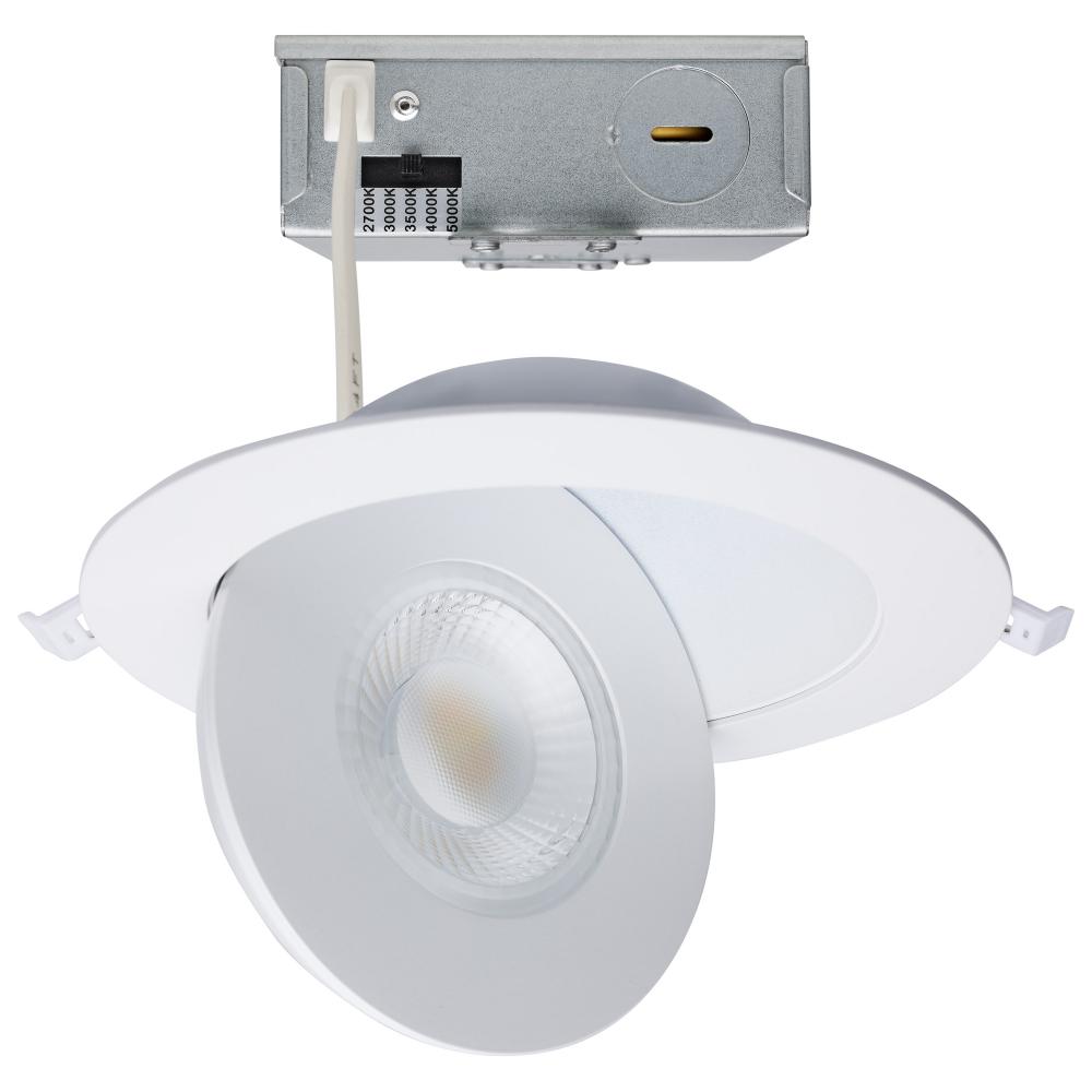 15 Watt; CCT Selectable; LED Direct Wire Downlight; Gimbaled; 6 Inch Round; Remote Driver; White