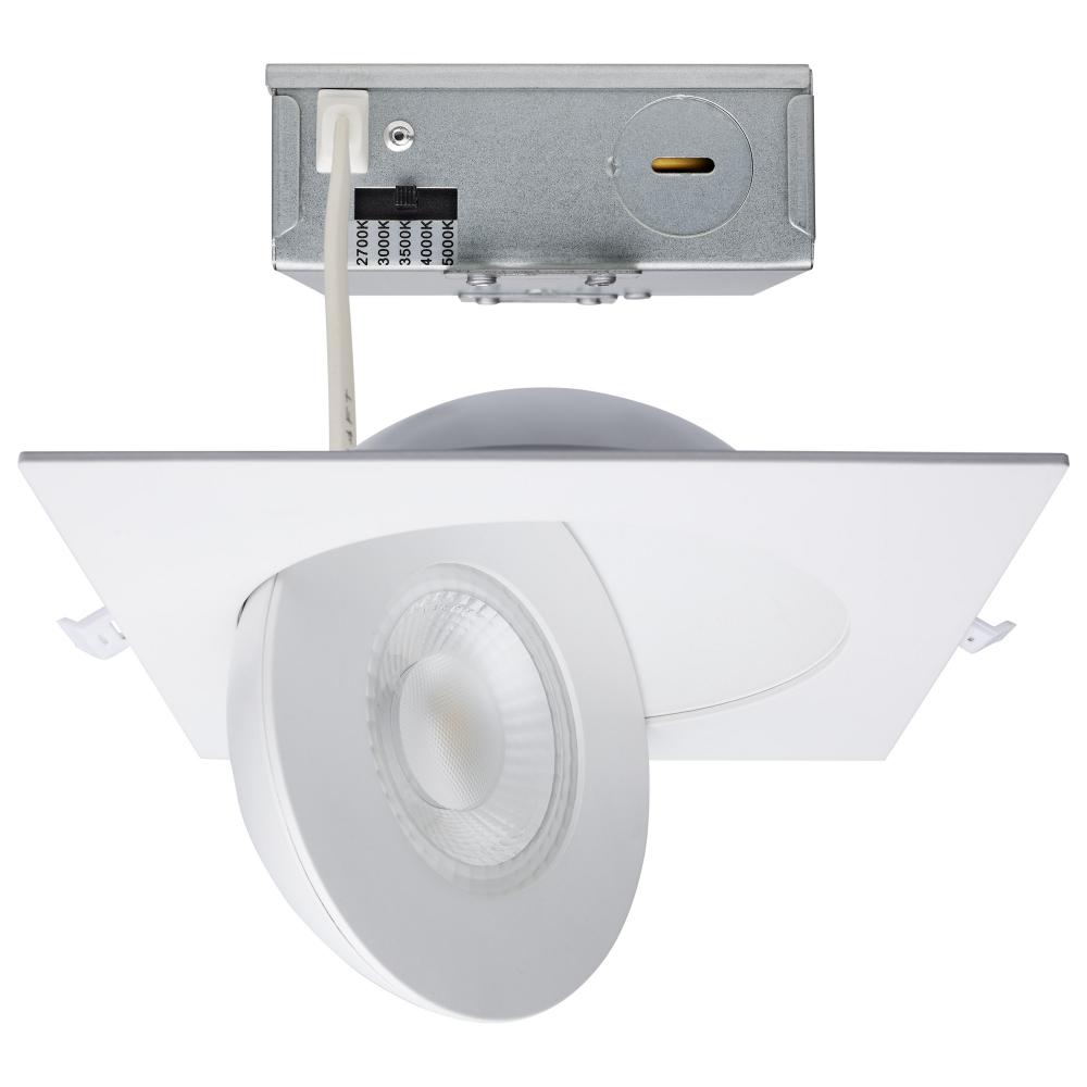 15 Watt; CCT Selectable; LED Direct Wire Downlight; Gimbaled; 6 Inch Square; Remote Driver; White