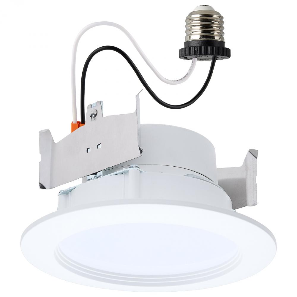 6.5/8/9.3 Watt LED Downlight Retrofit; 27K/30K/35K/40K/50K CCT; 4 Inch; Regressed Wafer; Round;