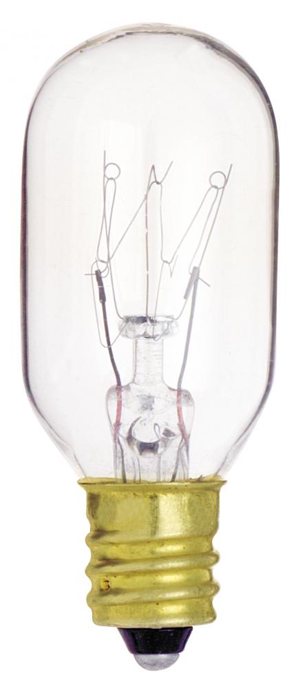 15 Watt T7 Incandescent; Clear; 2500 Average rated hours; 95 Lumens; Candelabra base; 130 Volt