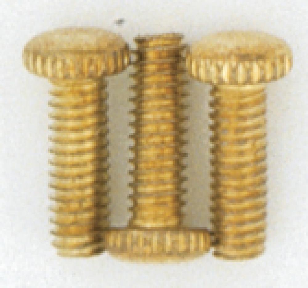 3 Knurled Screws; 8/32; Brass Plated Finish