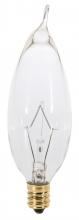 Satco Products Inc. A3674 - 25 Watt CA8 Incandescent; Clear; 2500 Average rated hours; 210 Lumens; Candelabra base; 130 Volt