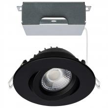 Satco Products Inc. S11619R1 - 12 Watt LED Direct Wire Downlight; Gimbaled; 4 Inch; CCT Selectable; Round; Remote Driver; Black