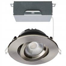 Satco Products Inc. S11620R1 - 12 Watt LED Direct Wire Downlight; Gimbaled; 4 Inch; CCT Selectable; Round; Remote Driver; Brushed