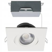 Satco Products Inc. S11621R1 - 12 Watt LED Direct Wire Downlight; Gimbaled; 4 Inch; CCT Selectable; Square; Remote Driver; White